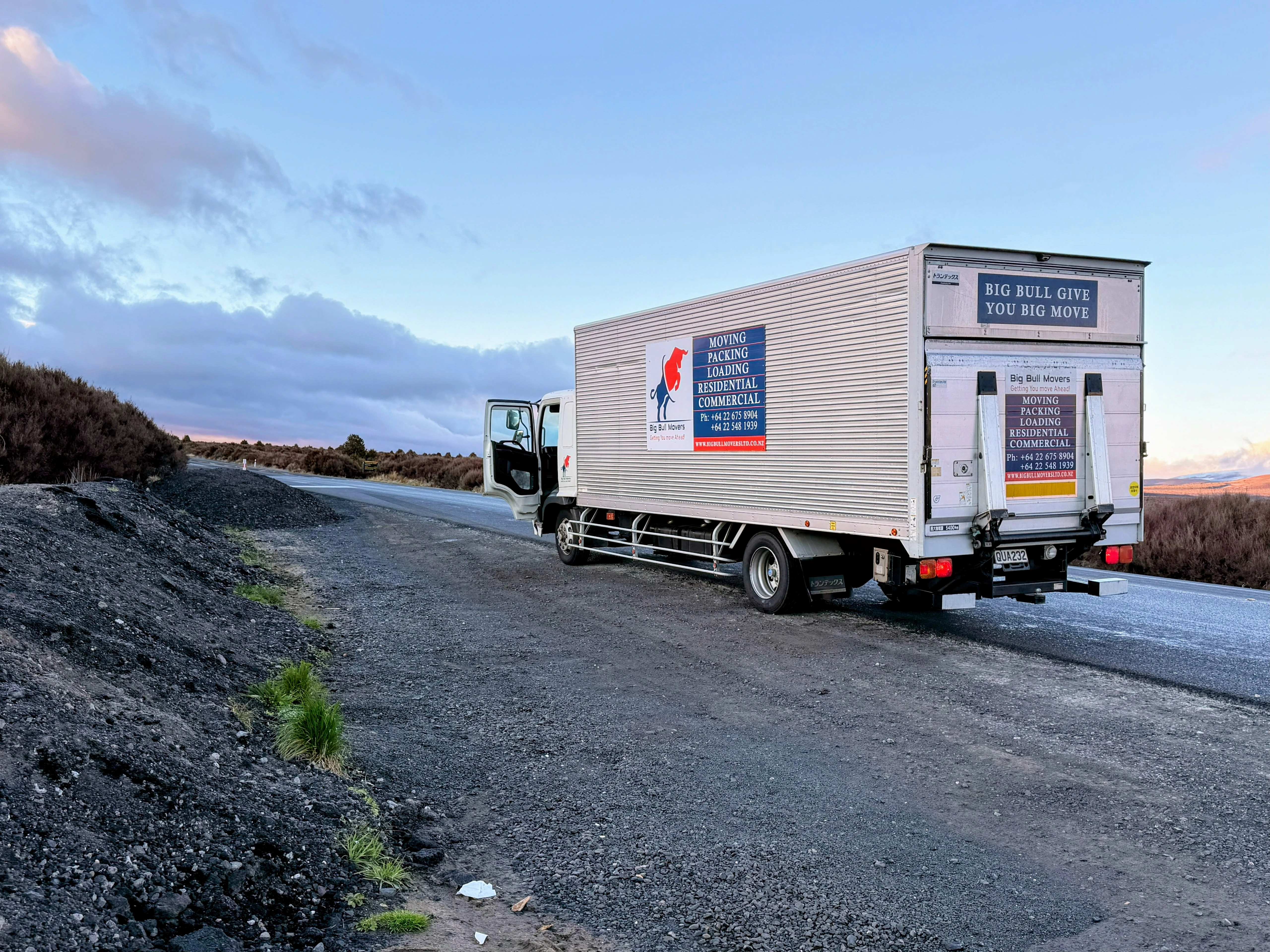 Moving truck travelling on a New Zealand highway for a Wellington to Auckland relocation